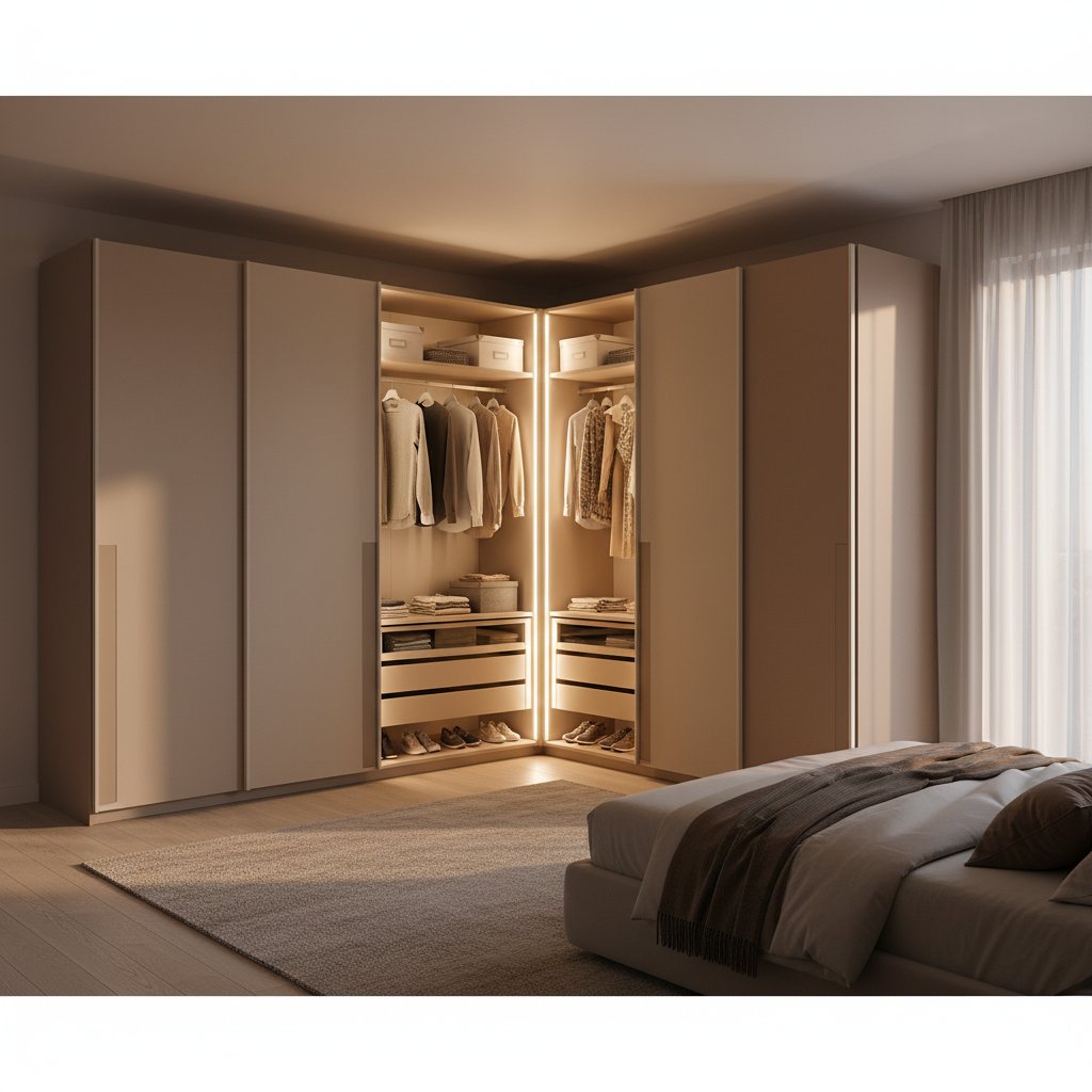 Hallway storage with mirror doors